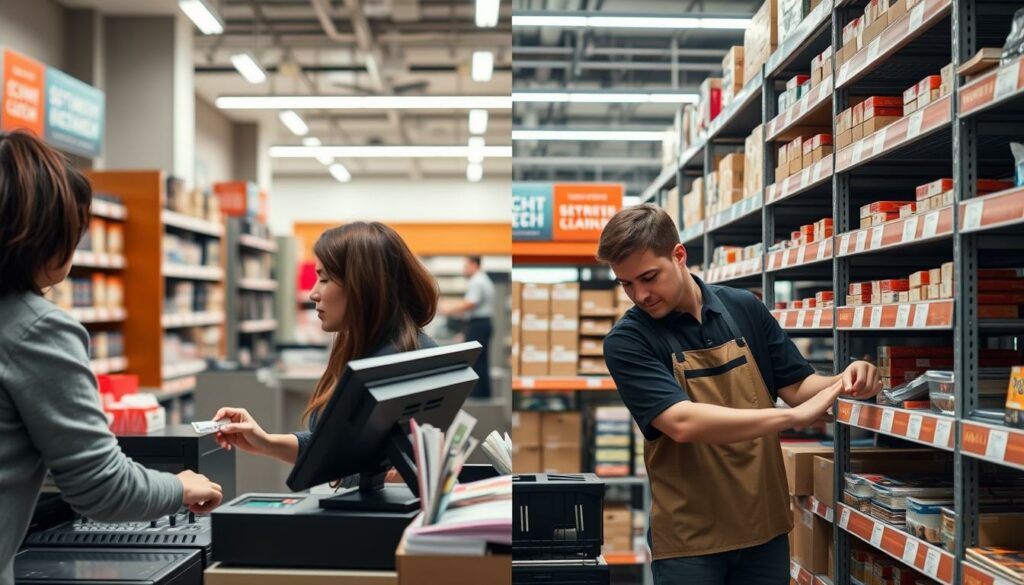 Comparison of cashier and stock assistant roles in retail environment